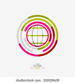 Sello del logotipo del mundo, concepto de diseño de línea mínimo