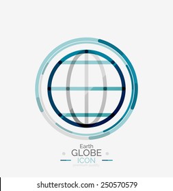 World globe logo stamp, minimal line design concept