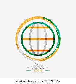 World globe logo stamp, minimal line design concept