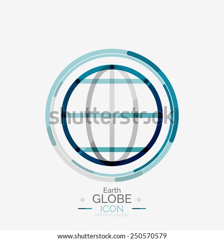 World globe logo stamp, minimal line design concept