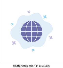 World, Globe, Map, Internet Blue Icon on Abstract Cloud Background