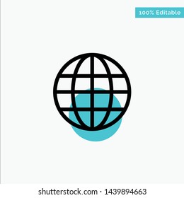 World, Globe, Map, Internet turquoise highlight circle point Vector icon