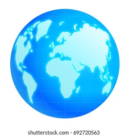 World globe map isolated on white background. Vector illustration.