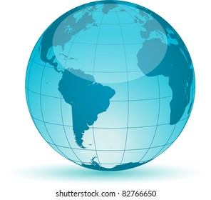 World globe map isolated on white background. Vector illustration.