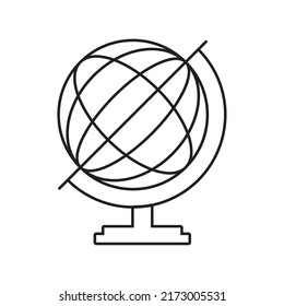 world globe map line icon isolated