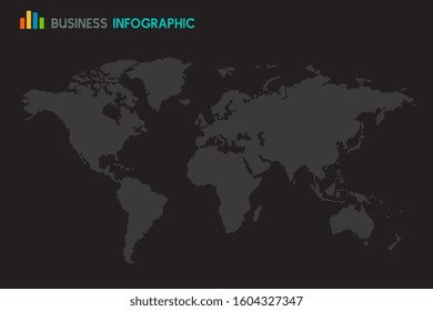 World globe map on black background : illustration vector