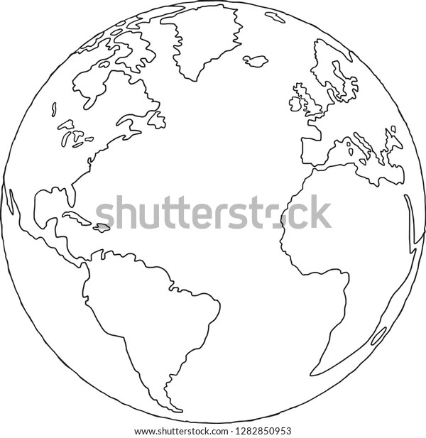 World Map Outline Globe World Globe Map Outline Drawing Stock Vector (Royalty Free) 1282850953 |  Shutterstock