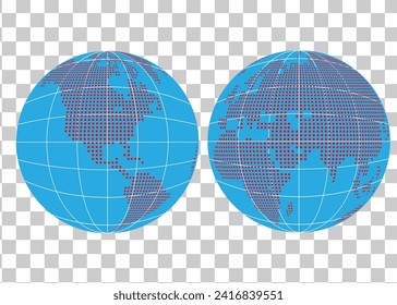 world globe map red dot matrix vector on transparent background for festival anniversary cartoon icon banner presentation 