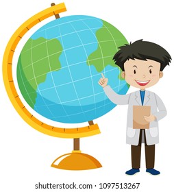 A World Globe Map and Teacher illustration