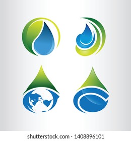 world globe map in a water drop isolated on white. 3D ecology symbol