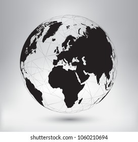 World globe map.Planet Earth icon.Vector illustration.