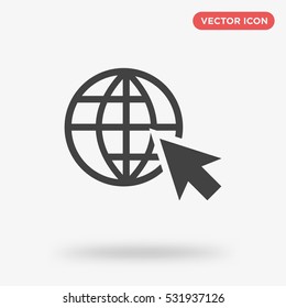 World globe and mouse cursive icon illustration isolated vector sign symbol