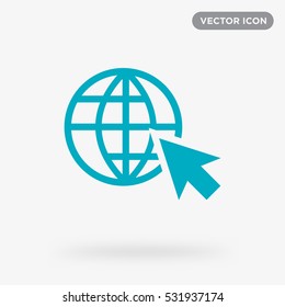 World globe and mouse cursive icon illustration isolated vector sign symbol