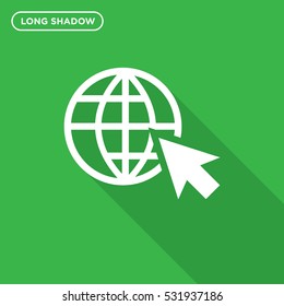 World globe and mouse cursive icon illustration isolated vector sign symbol