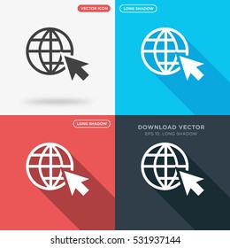 World globe and mouse cursor icon illustration isolated vector sign symbol