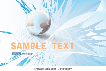 World globe on abstract blue background