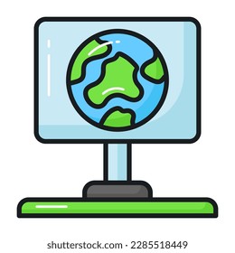 World globe on advertisement board denoting vector design of ecology advertisement in modern style, world earth day icon