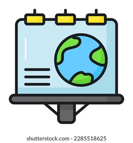 World globe on advertisement board denoting vector design of ecology advertisement in modern style, world earth day icon