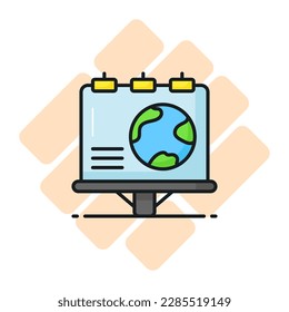 World globe on advertisement board denoting vector design of ecology advertisement in modern style, world earth day icon
