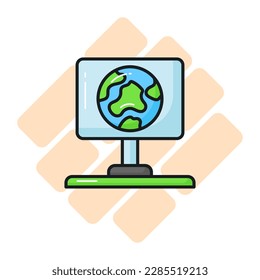 Mundo globo en tablero de anuncios que denota el diseño vectorial de la publicidad ecológica en estilo moderno, icono del Día Mundial de la Tierra