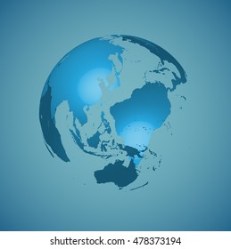 World globe on a blue background, vector illustration