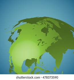 World globe on a blue background, vector illustration