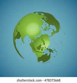 World globe on a blue background, vector illustration