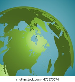 World globe on a blue background, vector illustration