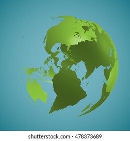 World globe on a blue background, vector illustration
