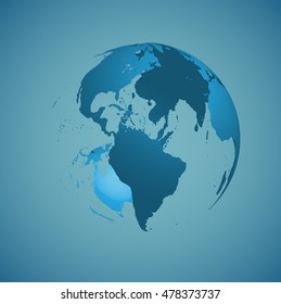World globe on a blue background, vector illustration