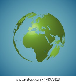 World globe on a blue background, vector illustration