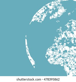 World globe on a blue background, vector illustration