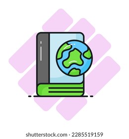 World globe on book showing vector of eco education vector design, easy to use icon, world earth day vector