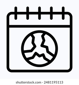 World Globe On Calendar Showing Concept Icon Of World Earth Day Vector Icon, Lineal Vector Icon.