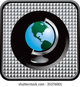 globo mundial en icono a cuadros