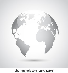 World globe on gray background. Vector illustration.