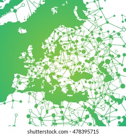 World globe on a green background, vector illustration