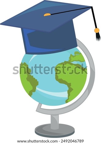 World globe on stand flat icon for web. Simple Earth globe sign vector design. Globus map web icon isolated on white background. School globe logo