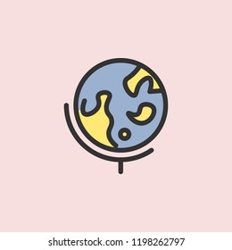 World globe on stand line icon. Element of color education for mobile concept and web apps illustration. Thin line icon for website design and development, app development