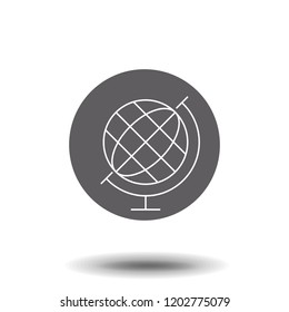 World globe on stand line icon. Vector Icon Isolated on White Background. Trendy flat ui sign design, graphic pictogram.