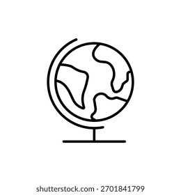 World globe on stand line icon.