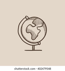 World globe on stand sketch icon.