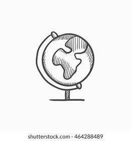 World globe on stand vector sketch icon isolated on background. Hand drawn World globe on stand icon. World globe on stand sketch icon for infographic, website or app.