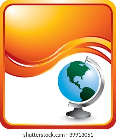 world globe on vertical orange wave