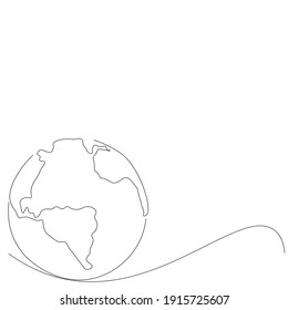 World globe one line drawing, vector illustration	