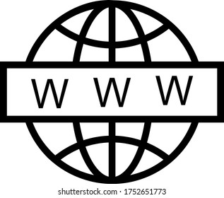 world globe, online website line icon isolated on white background 