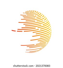 world globe orange color logo abstract desig