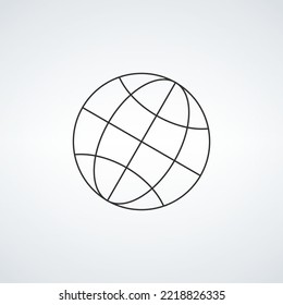 world globe outline icon, thin linear network symbol. Stock vector illustration isolated on white background.