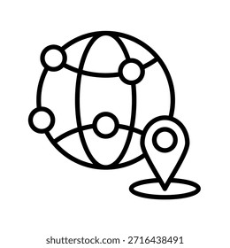 Ilustración vectorial de icono de contorno de globo mundial