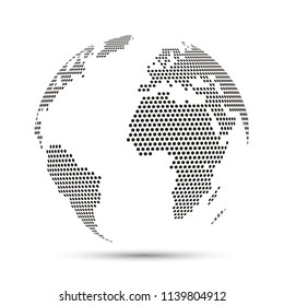 World globe with pixels - stock vector